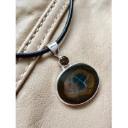 412 Collier septarian quartz fumé argent sterling